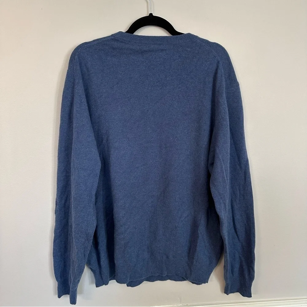 Men’s Long Sleeve Navy Blue 100% Cashmere Ribbed Crewneck Sweater Size XL GUC